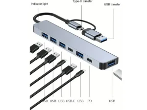 Generic 7-in-1 aluminum USB-C hub with 4K HDMI, 100W PD fast charging, USB-C data port, and SD/TF card slots available at TechHub Computers Nairobi.
