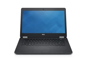 Dell Latitude E5470 14-inch business laptop in matte black, featuring a reinforced carbon fiber polymer chassis, a spill-resistant backlit keyboard, and a 180-degree hinge for collaborative work, available at TechHub Computers Nairobi.