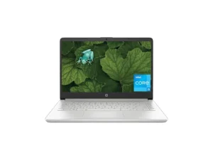 HP 14s (dq5000 series) laptop in a premium Natural Silver finish, featuring a 14-inch micro-edge Full HD display, an ultra-slim lightweight profile, a full-sized keyboard, and a precision touchpad, available at TechHub Computers Nairobi.