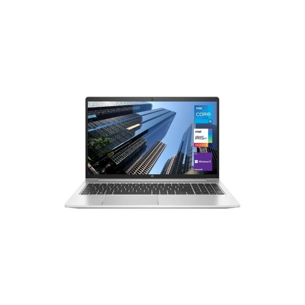 HP ProBook 450 G8 business laptop in a professional silver aluminum finish, featuring a large 15.6-inch Full HD narrow-bezel display, a full-sized spill-resistant keyboard with a dedicated numeric keypad, and a sleek, durable professional design, available at TechHub Computers Nairobi.