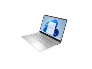HP Pavilion 15-eg1028Nb laptop in a premium Fog Blue or Natural Silver finish, featuring a 15.6-inch Full HD micro-edge display, a full-sized keyboard with a dedicated numeric keypad, a sleek metal palm rest, and a slim professional profile, available at TechHub Computers Nairobi.