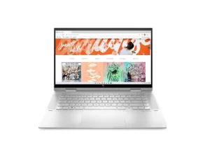 HP ENVY 15 ultra-premium laptop in a sophisticated Natural Silver all-metal finish, featuring a 15.6-inch 4K OLED or Full HD display, high-performance dual fans, a premium backlit keyboard, and a sleek executive profile, available at TechHub Computers Nairobi.