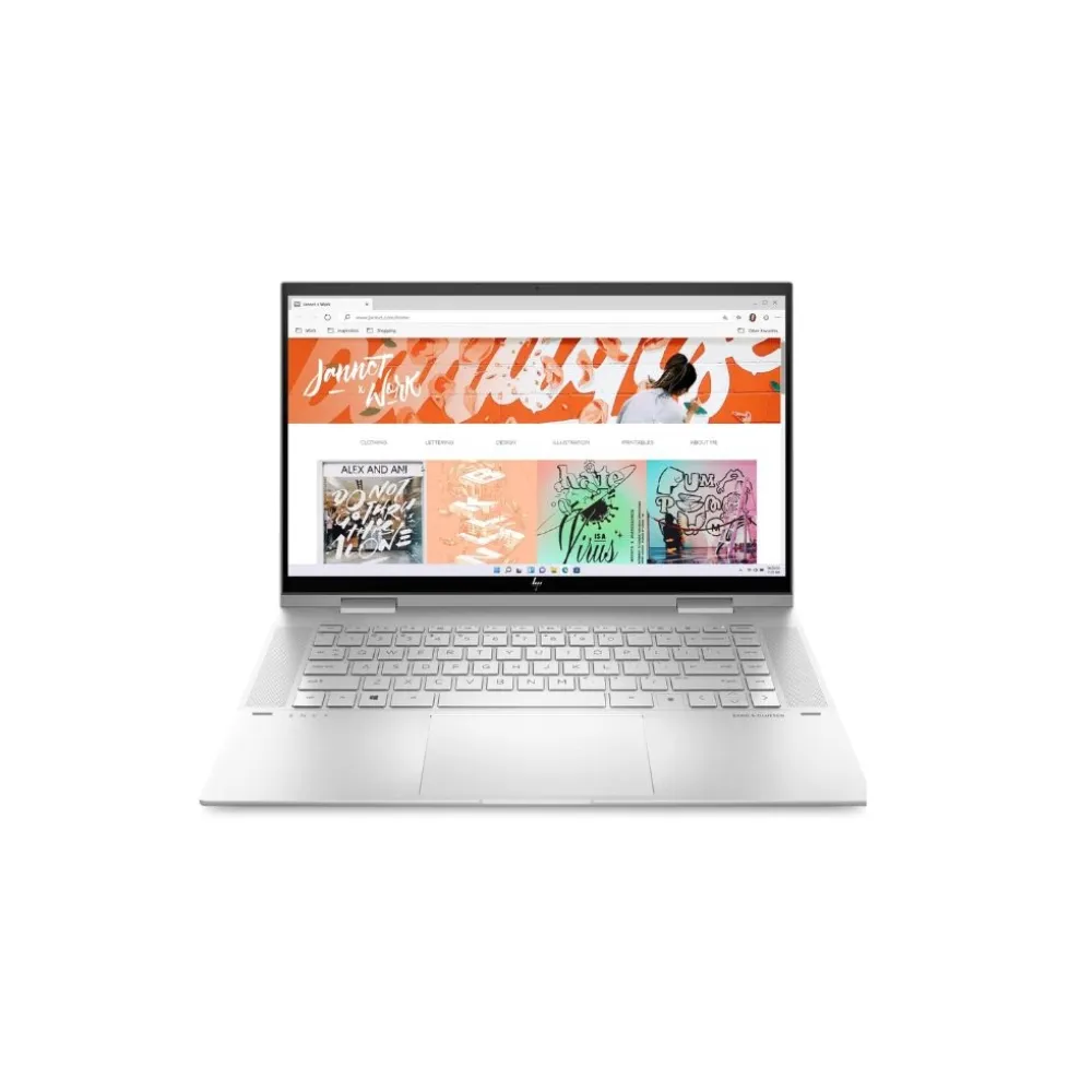 HP ENVY 15 ultra-premium laptop in a sophisticated Natural Silver all-metal finish, featuring a 15.6-inch 4K OLED or Full HD display, high-performance dual fans, a premium backlit keyboard, and a sleek executive profile, available at TechHub Computers Nairobi.