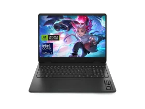 HP OMEN Gaming 16 high-performance laptop in Shadow Black, featuring a 16.1-inch QHD 240Hz or FHD 165Hz display, 4-zone RGB backlit keyboard, massive rear thermal vents for OMEN Tempest Cooling, and a sleek, sophisticated professional design, available at TechHub Computers Nairobi.