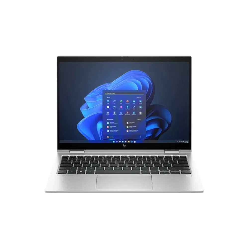 HP EliteBook x360 830 G11 ultra-premium executive 2-in-1 laptop in a sophisticated silver all-aluminum finish, featuring a 13.3-inch 16:10 multitouch display, a precision 360-degree hinge, a high-resolution 5MP AI camera, and a razor-thin professional profile, available at TechHub Computers Nairobi.