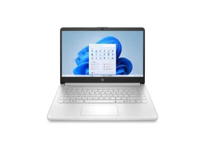 HP 14s (dq3000 series) laptop in a sleek silver finish, featuring a 14-inch Full HD micro-edge display, an ultra-slim lightweight profile, a full-sized keyboard, and a precision touchpad, available at TechHub Computers Nairobi.