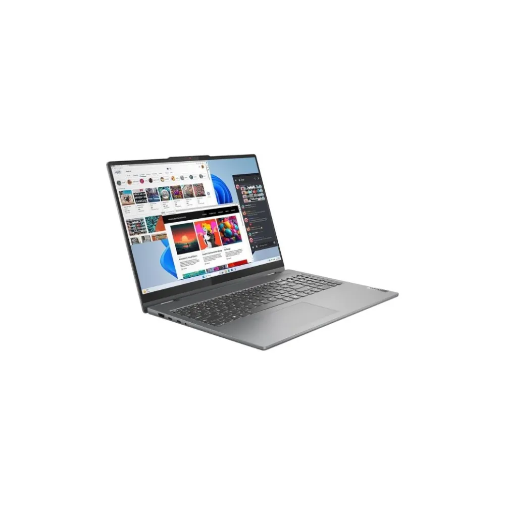 Lenovo IdeaPad 5i Gen 7 laptop in a refined Storm Grey aluminum finish, featuring ultra-slim bezels, a 1080p FHD webcam with privacy shutter, a backlit keyboard, and a slim, military-grade durable design, available at TechHub Computers Nairobi.
