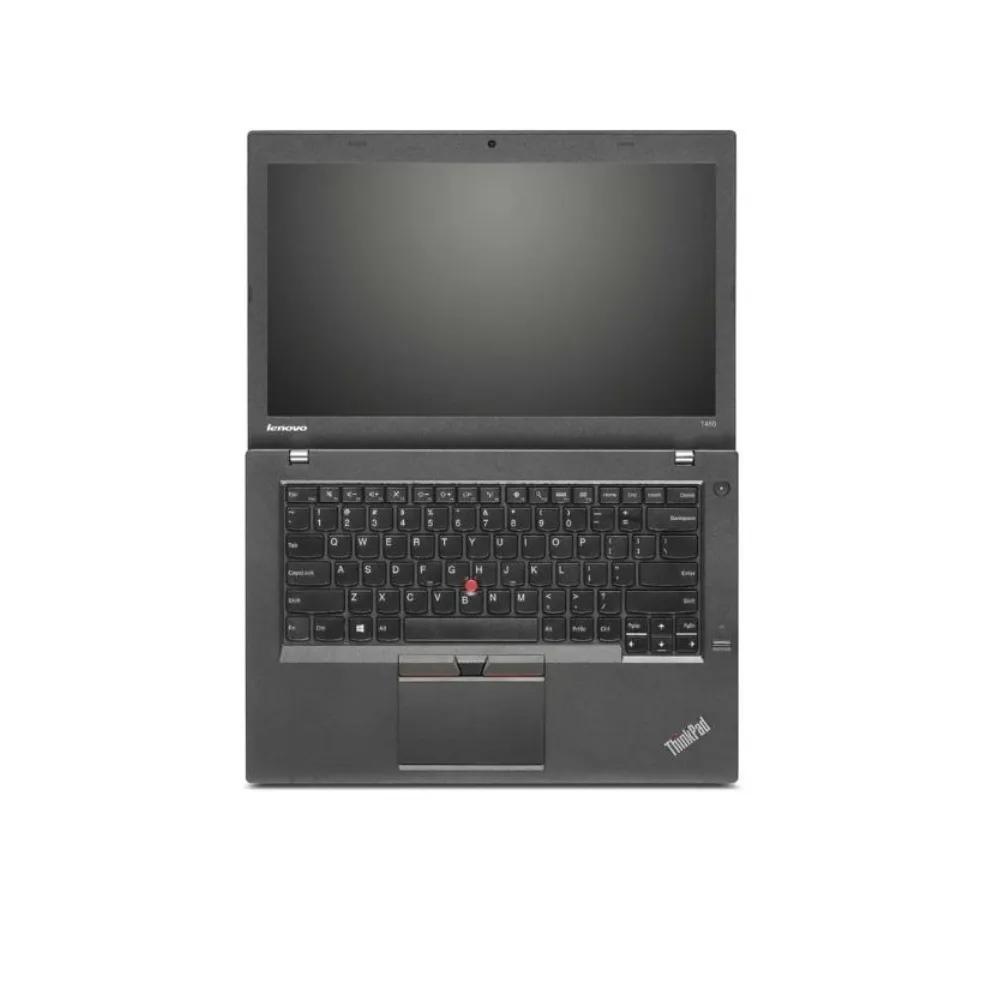 Lenovo ThinkPad T450s premium business ultrabook in matte black, featuring a 14-inch display, a slim reinforced carbon-fiber chassis, the iconic red TrackPoint, and a dual-battery Power Bridge system, available at TechHub Computers Nairobi.