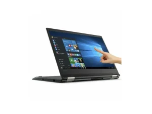Lenovo ThinkPad Yoga 380 2-in-1 laptop in classic matte black, showing the 360-degree hinge in tablet and tent modes, featuring a 13.3-inch Full HD touchscreen, an integrated ThinkPad Pen Pro, and a slim, military-grade durable chassis, available at TechHub Computers Nairobi.