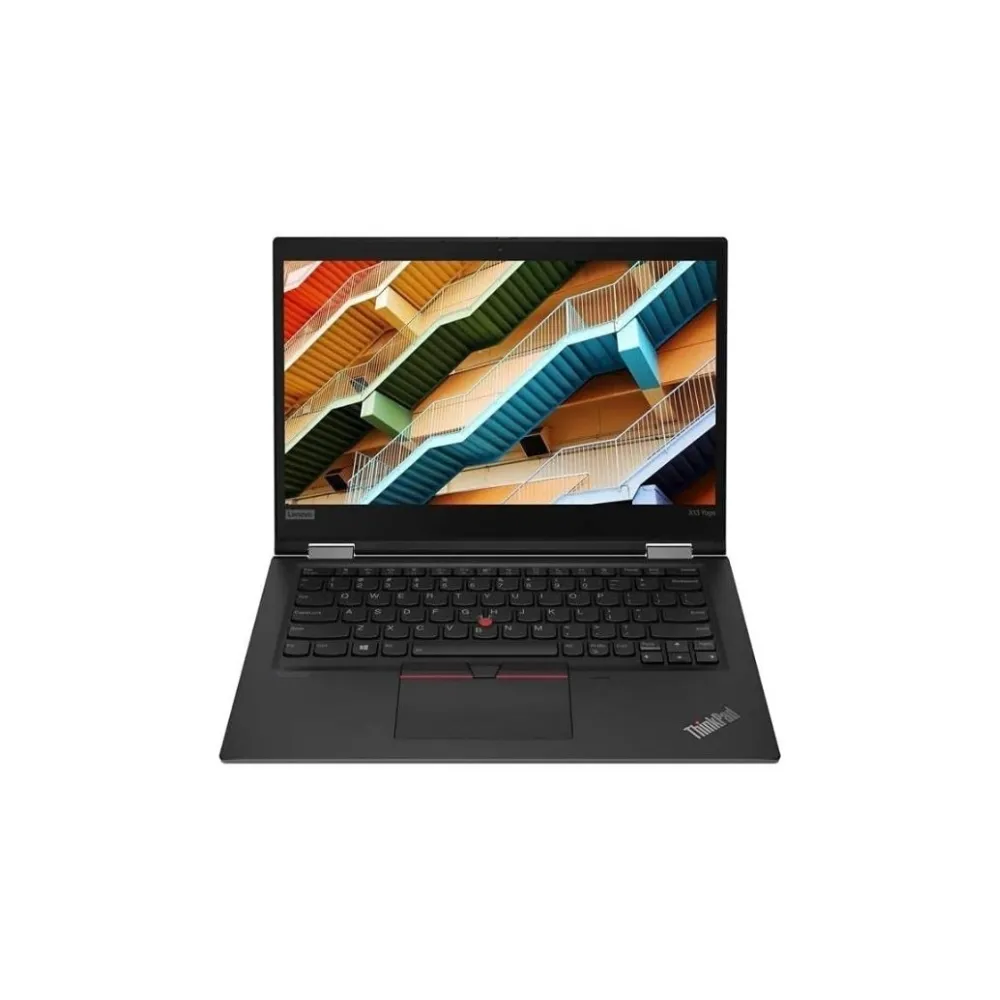 Lenovo ThinkPad X13 Gen 1 ultra-portable business laptop in classic matte black, featuring a narrow-bezel 13.3-inch display, a slim reinforced chassis, the iconic red TrackPoint, and a variety of modern ports including Thunderbolt 3 and USB-C, available at TechHub Computers Nairobi.