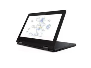 Lenovo ThinkPad Yoga 11e 2-in-1 rugged laptop in classic matte black, showing the 360-degree hinge in tent and tablet modes, featuring a reinforced rubber bumper, scratch-resistant touchscreen, and a spill-resistant keyboard, available at TechHub Computers Nairobi.