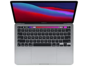 Apple MacBook Pro 13-inch 2020 (A2338) in Space Gray featuring the M1 chip, Touch Bar with Touch ID, brilliant Retina display, and an active cooling fan for sustained performance, available at TechHub Computers Nairobi.