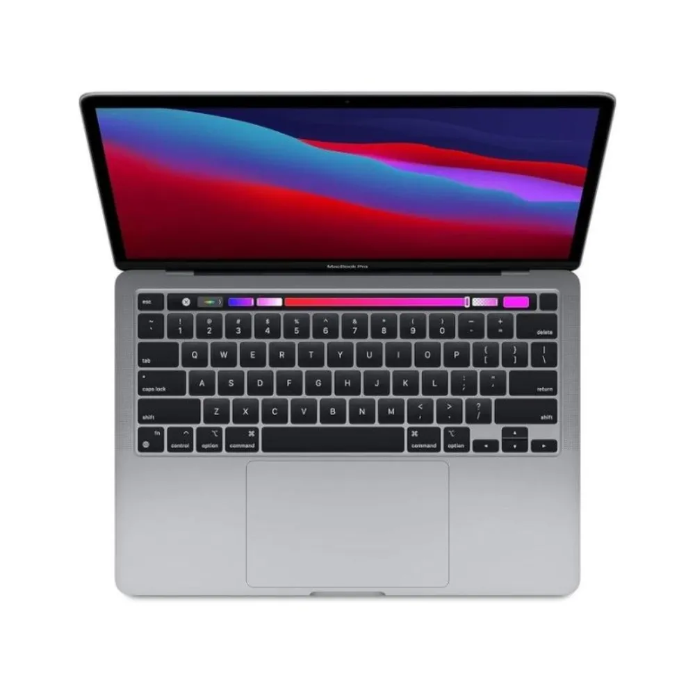Apple MacBook Pro 13-inch 2020 (A2338) in Space Gray featuring the M1 chip, Touch Bar with Touch ID, brilliant Retina display, and an active cooling fan for sustained performance, available at TechHub Computers Nairobi.
