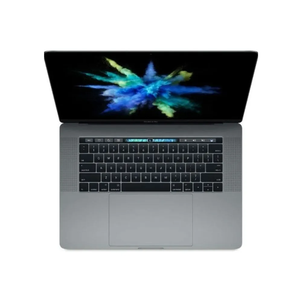 Apple MacBook Pro 15-inch 2017 (A1707) in Space Gray featuring the interactive Touch Bar with Touch ID, four Thunderbolt 3 ports, a massive Force Touch trackpad, and a vibrant 15.4-inch Retina display, available at TechHub Computers Nairobi.