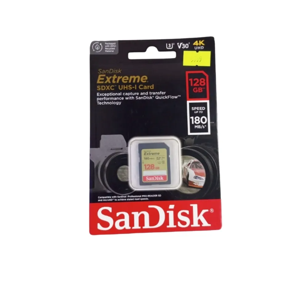 SanDisk Extreme 128GB SDXC UHS-I card - high-speed Gold memory card for 4K video