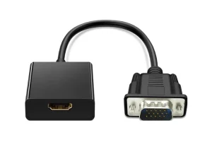 Airsky VGA male to HDMI female adapter with attached USB power/audio cable and 3.5mm jack support available at TechHub Computers Nairobi.