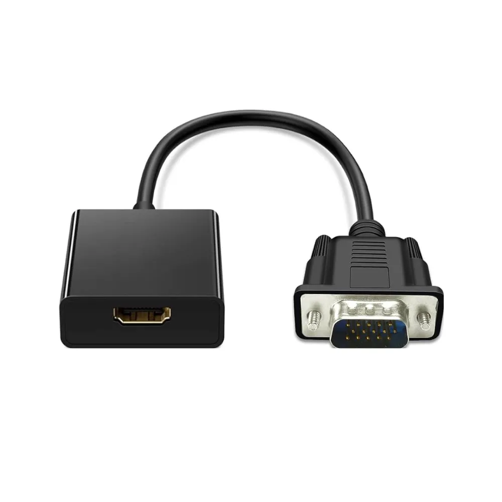 Airsky VGA male to HDMI female adapter with attached USB power/audio cable and 3.5mm jack support available at TechHub Computers Nairobi.