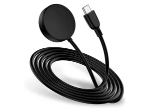 Official Samsung Galaxy Watch fast wireless charging cradle with integrated USB-C cable and magnetic surface in black, available at TechHub Computers Nairobi.