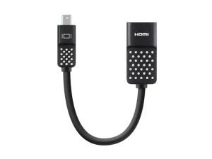 Belkin 4K Mini DisplayPort to HDMI adapter in white with gold-plated connectors for high-resolution video output available at TechHub Computers Nairobi.