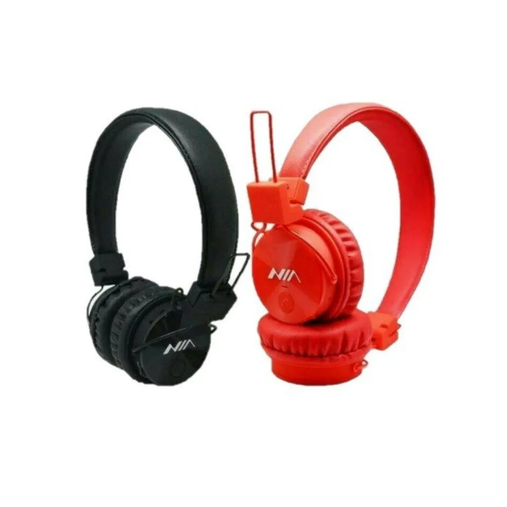 NIA-X3 4-in-1 wireless headphones with over-ear cushions, foldable design, and side control buttons in a vibrant color finish, available at TechHub Computers Nairobi.