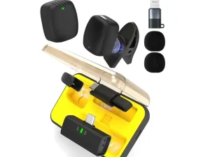 Dare Fly D602 digital wireless microphone system featuring ultra-compact magnetic transmitters and a plug-in receiver for smartphones, available at TechHub Computers Nairobi.