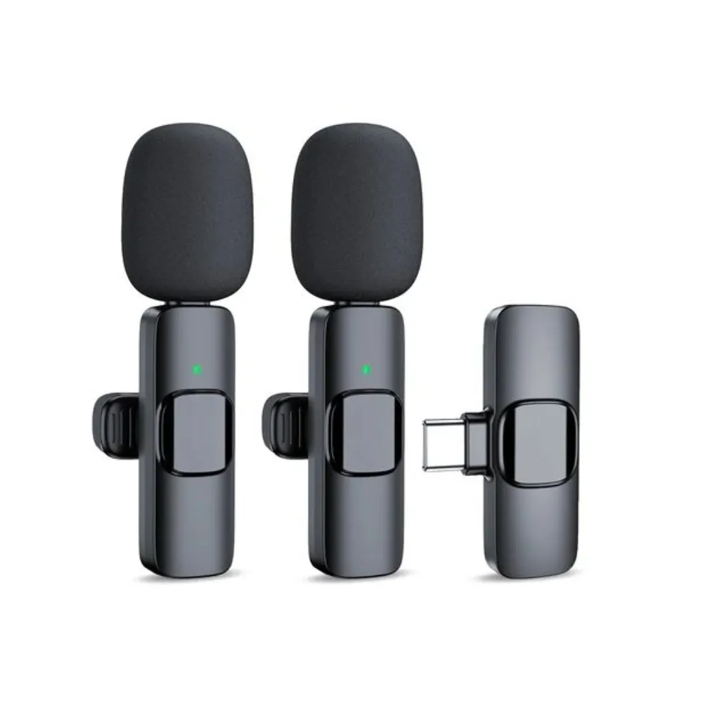 D601 Wireless Microphone Content Creator Model featuring a compact transmitter with a windshield and a plug-and-play smartphone receiver, available at TechHub Computers Nairobi.