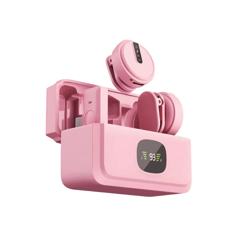 Green Lion GLM Wireless MIC Lite featuring a compact clip-on transmitter and a slim receiver with a digital display and status indicators, available at TechHub Computers Nairobi.