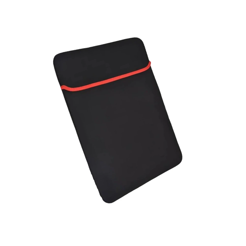 Black neoprene laptop sleeve with red trim detail for 13-15 inch laptops.
